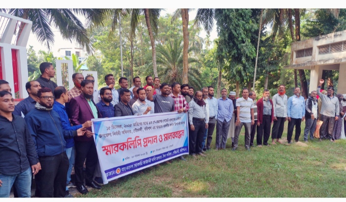 গৌরনদীতে পে-স্কেলের দাবিতে মানববন্ধন