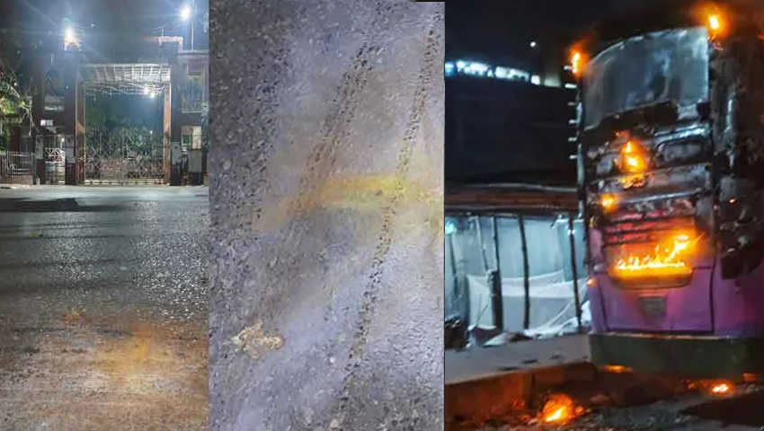 মধ্যরাতে তিতুমীর কলেজ ও আমতলীতে ককটেল বিস্ফোরণ, বাসে আগুন